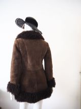 Manteau afghan Penny Lane daim  hippie vintage 60's 70's