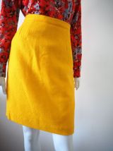 Jupe droite en laine jaune vintage 70's