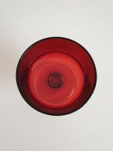 6 coupes à champagne rouge rubis cavalier - vintage Luminarc