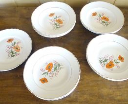 Lot 9 assiettes creuses " coquelicot "