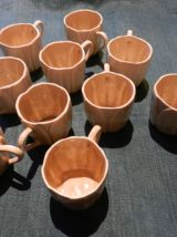 10Tasses à thé ou café faïence Charolles façon craquelé écru