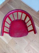 Fauteuil chaise enfant Japy en bois courbé laqué roug