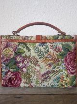 Sac à main tapisserie canevas et cuir - vintage 
