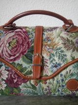 Sac à main tapisserie canevas et cuir - vintage 