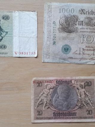 3 billets  de banque Allemand 1910-1933