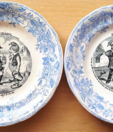 Lot de 5 assiettes parlantes GIEN "le langage des fleurs" 
