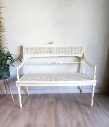 Banquette vintage style Louis XVI Cannage