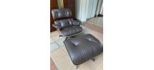 Charles EAMES - Lounge chair et ottoman cuir marron 