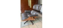 Charles EAMES - Lounge chair et ottoman cuir marron 