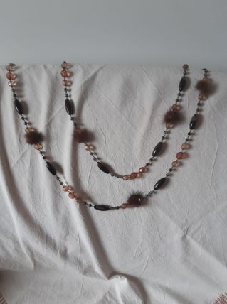 Sautoir ou collier perle et fourrure