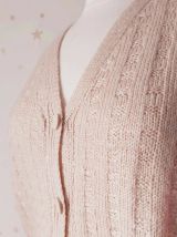 70s cardigan manches courtes laine beige