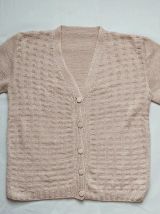 70s cardigan manches courtes laine beige