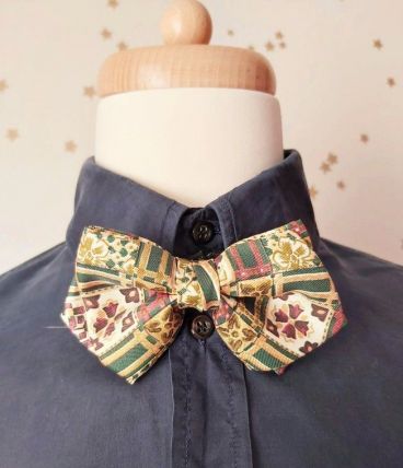 Vintage noeud papillon imprimé provençal soie