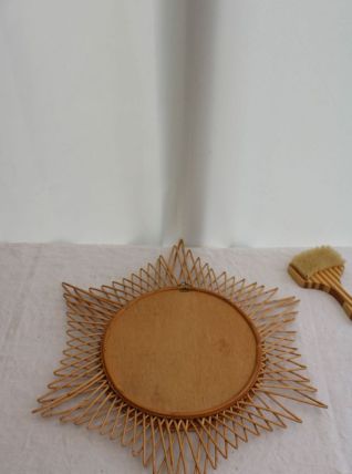 Miroir soleil en osier 