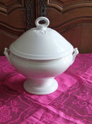 Soupière blanche Opaque Luneville