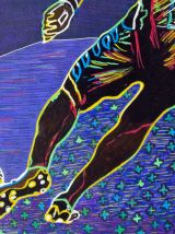 Peinture  acrylique pièce unique joueur de football.  