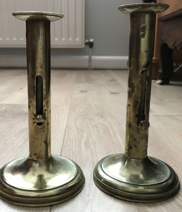 2 bougeoirs en laiton réglable