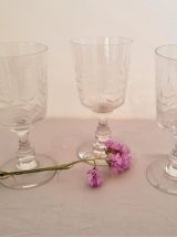 3 verres en cristal taillé (feuillage)