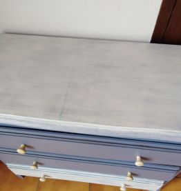 commode bleue patine