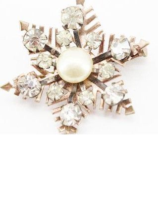 broche ancienne flocon strass