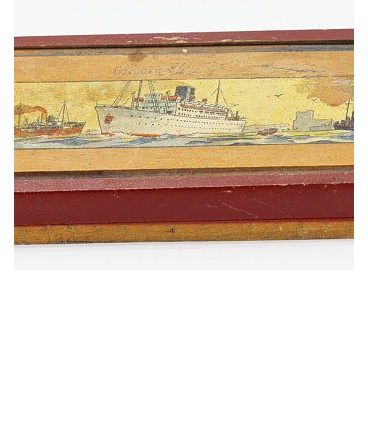 Ancien plumier en bois bateau