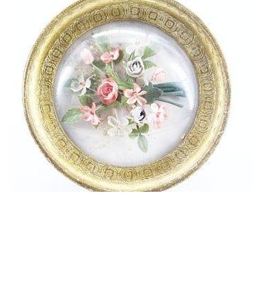 cadre ancien globe verre fleurs