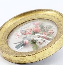 cadre ancien globe verre fleurs