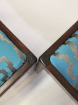 Paire de tabourets design année 50/60 tissu jacquard.