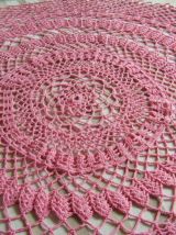 Napperon rond Rose crochet fait main Vintage 60'S
