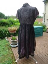Robe voil paillette col croisé doublée mauve manches courtes