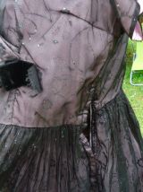 Robe voil paillette col croisé doublée mauve manches courtes