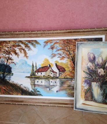 Lot de deux toiles de peintures anciennes / vintage
