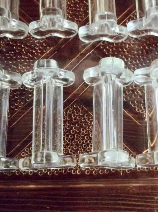 lot de 12 porte-couteaux anciens en verre  moulé 1950