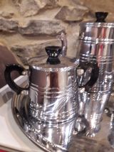 service à café en cuivre chromé et bakélite