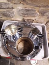 service à café en cuivre chromé et bakélite