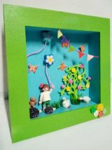 Cadre Playmobil vert, personnalisable, fille, fête