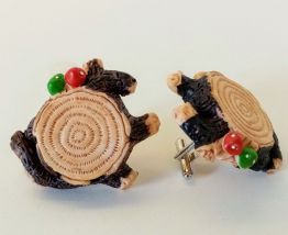 Boutons de manchette souche d'arbre, champignons