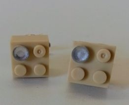 Boutons de manchette Lego®, beiges, Swarovski