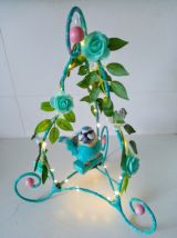 Lampe oiseau bleu, lampe perchoir d'oiseau