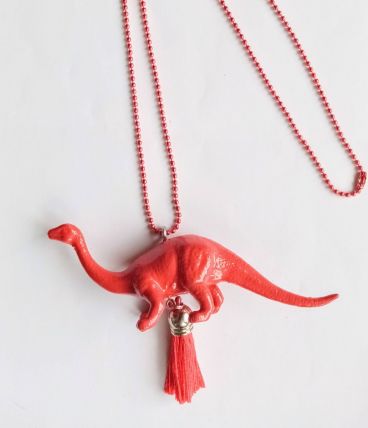 Collier dinosaure rouge, Brachiosaure, fille, garçon