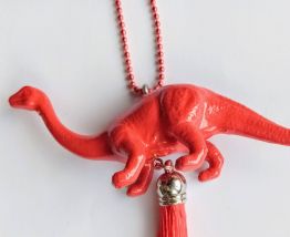 Collier dinosaure rouge, Brachiosaure, fille, garçon