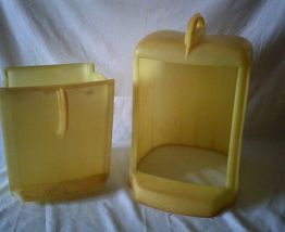 Poubelle jaune vintage