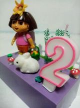 Bougeoir d'anniversaire Dora, Exploratrice, bougie chiffre