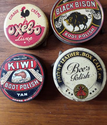 Lot 4 boîtes de cirage en tôle anciennes