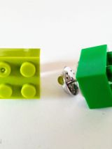 Pin's Lego, lot de 4 en vert et bleu, pour cravate, veste