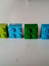 Pin's Lego, lot de 4 en vert et bleu, pour cravate, veste
