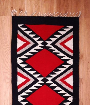 Tapis kilim ethnique oriental rouge noir beige 60x130cm
