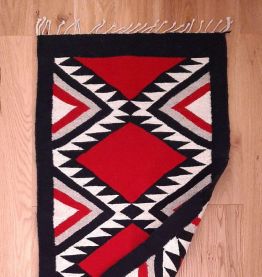 Tapis kilim ethnique oriental rouge noir beige 60x130cm