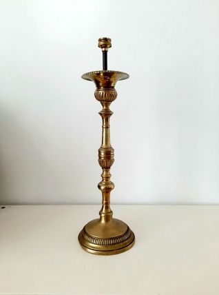 Pied de lampe en laiton ancien bougeoir