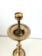 Pied de lampe en laiton ancien bougeoir